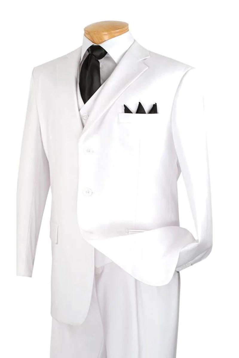 "White Vested Classic Fit Men's Suit - Fortino Landi". - Elegant Mensattire