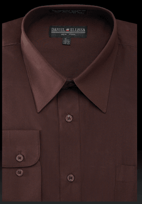 "Within Reach: Daniel Ellissa's Dark Brown Regular-Fit Basic Men's Dress Shirt" - Elegant Mensattire