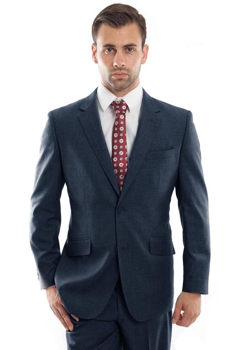 Zegarie Men's Designer Wool Suit | Modern Fit | 2 Button | Indigo Blue - Elegant Mensattire